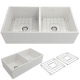 36" Fonesta Fireclay Double-Bowl Farmhouse Sink