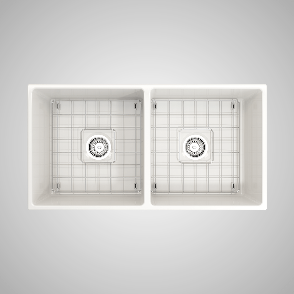 36" Fonesta Fireclay Double-Bowl Farmhouse Sink