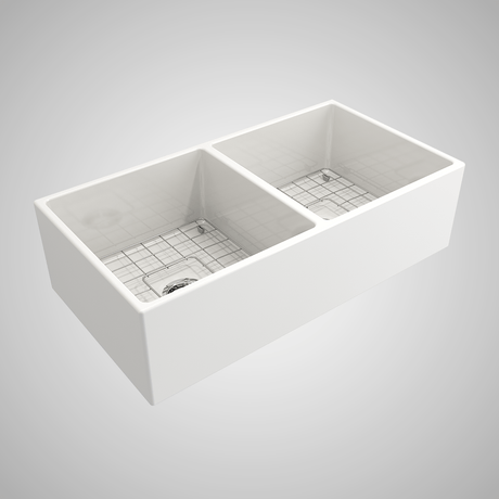 36" Fonesta Fireclay Double-Bowl Farmhouse Sink