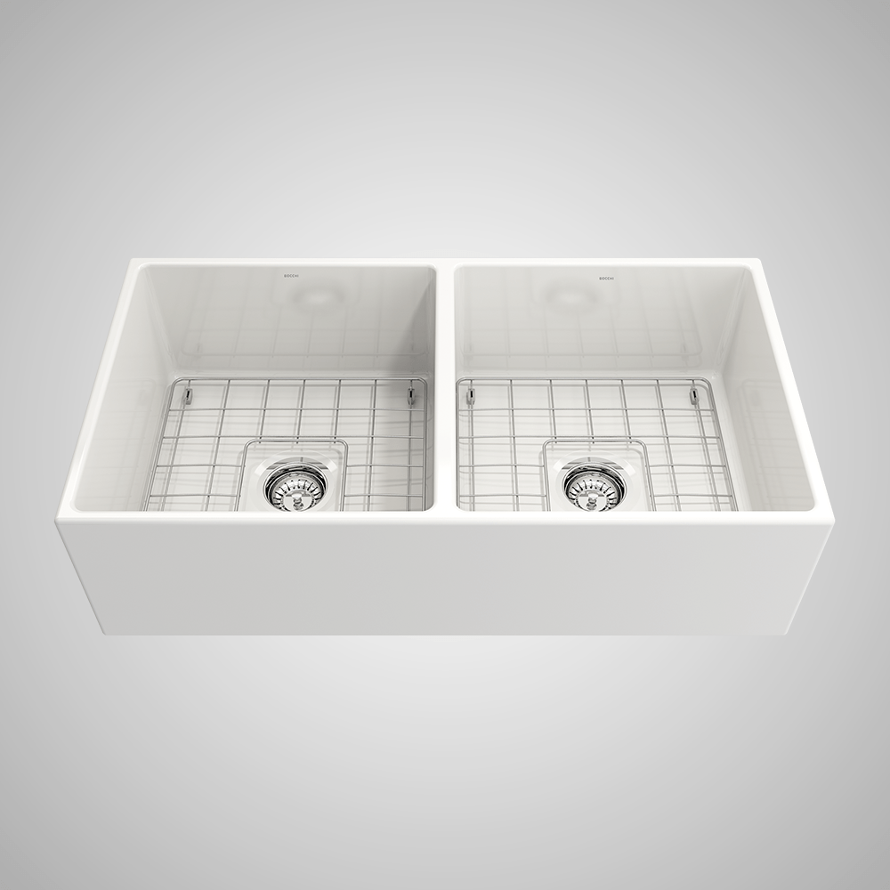36" Fonesta Fireclay Double-Bowl Farmhouse Sink