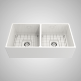 36" Fonesta Fireclay Double-Bowl Farmhouse Sink
