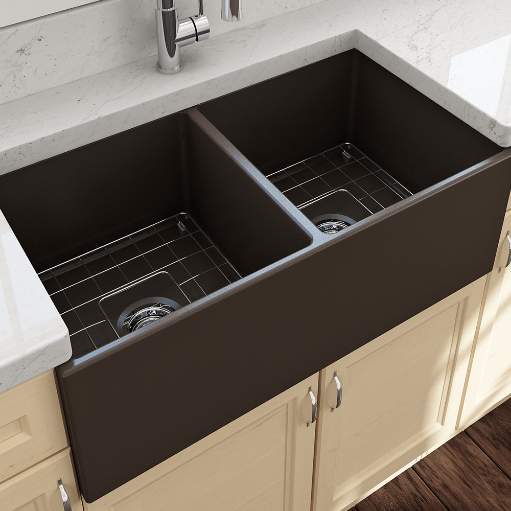 36" Fonesta Fireclay Double-Bowl Farmhouse Sink