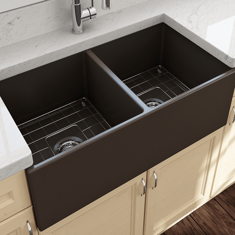 36" Fonesta Fireclay Double-Bowl Farmhouse Sink