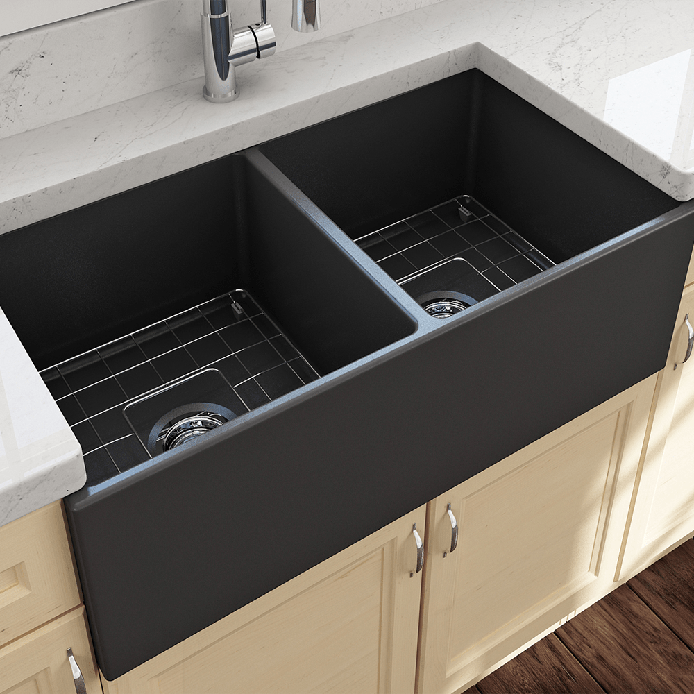 36" Fonesta Fireclay Double-Bowl Farmhouse Sink