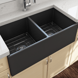 36" Fonesta Fireclay Double-Bowl Farmhouse Sink