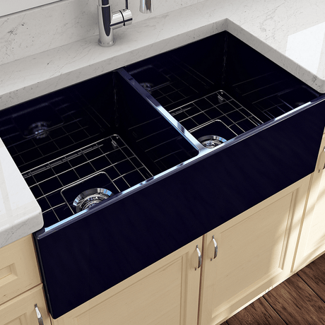 36" Fonesta Fireclay Double-Bowl Farmhouse Sink