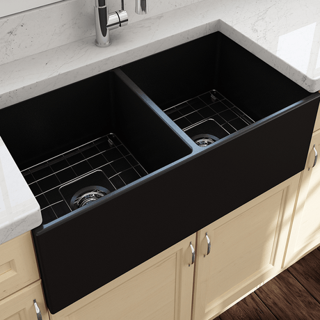 36" Fonesta Fireclay Double-Bowl Farmhouse Sink
