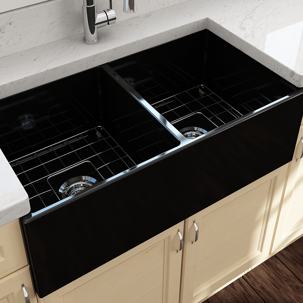 36" Fonesta Fireclay Double-Bowl Farmhouse Sink