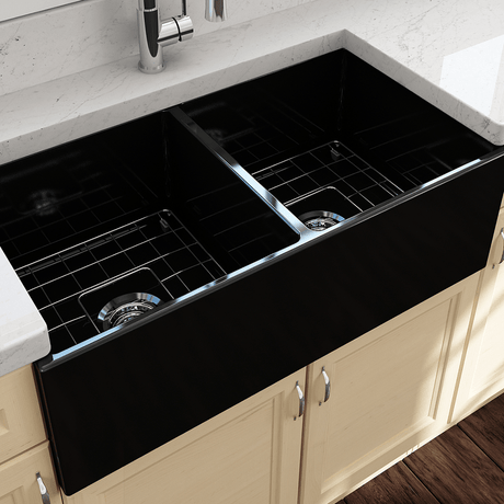 36" Fonesta Fireclay Double-Bowl Farmhouse Sink