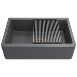 36" Fulton Fireclay Single-Bowl Workstation Farmhouse Sink with Offset Drain