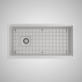 36" Fulton Fireclay Single-Bowl Workstation Farmhouse Sink with Offset Drain