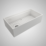 36" Fulton Fireclay Single-Bowl Workstation Farmhouse Sink with Offset Drain