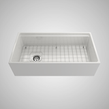 36" Fulton Fireclay Single-Bowl Workstation Farmhouse Sink with Offset Drain