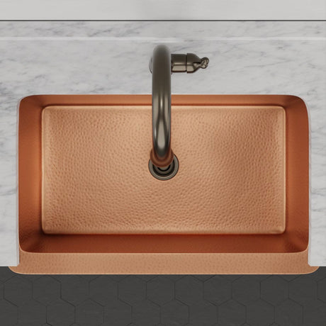 36" Galor Copper Single-Bowl Farmhouse Sink with Rings