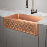 36" Gancher Copper Embossed Floral Design Single-Bowl Farmhouse Sink