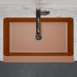 36" Gancher Copper Embossed Floral Design Single-Bowl Farmhouse Sink