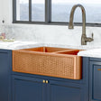 36" Ganston Copper Embossed Weave Design 60/40 Double-Bowl Farmhouse Sink