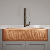 36" Ganston Copper Embossed Weave Design Single-Bowl Farmhouse Sink