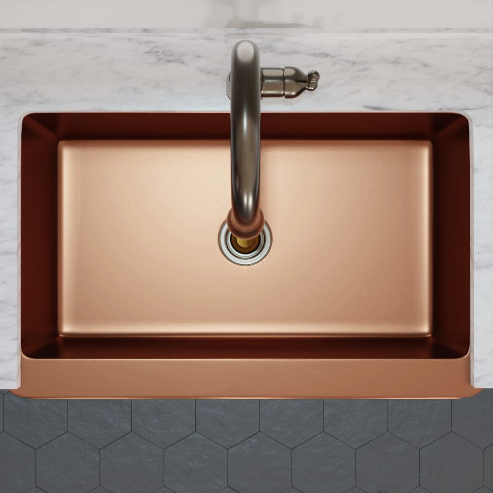 36" Ganston Copper Embossed Weave Design Single-Bowl Farmhouse Sink
