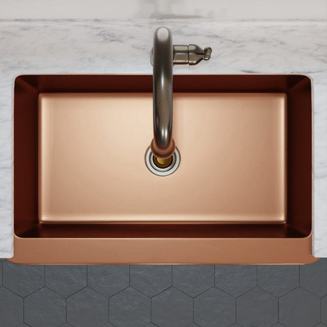 36" Ganston Copper Embossed Weave Design Single-Bowl Farmhouse Sink