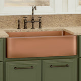 36" Geneva Smooth Copper Single-Bowl Farmhouse Sink with Hammered Interior