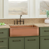 36" Geneva Smooth Copper Single-Bowl Farmhouse Sink with Hammered Interior