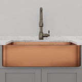 36" Geneva Smooth Copper Single-Bowl Farmhouse Sink with Hammered Interior