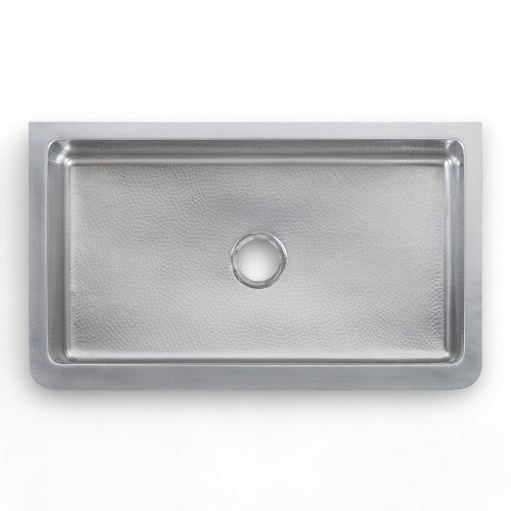36" Glenmore Stainless Steel Farmhouse Sink - Matte Hammered Steel