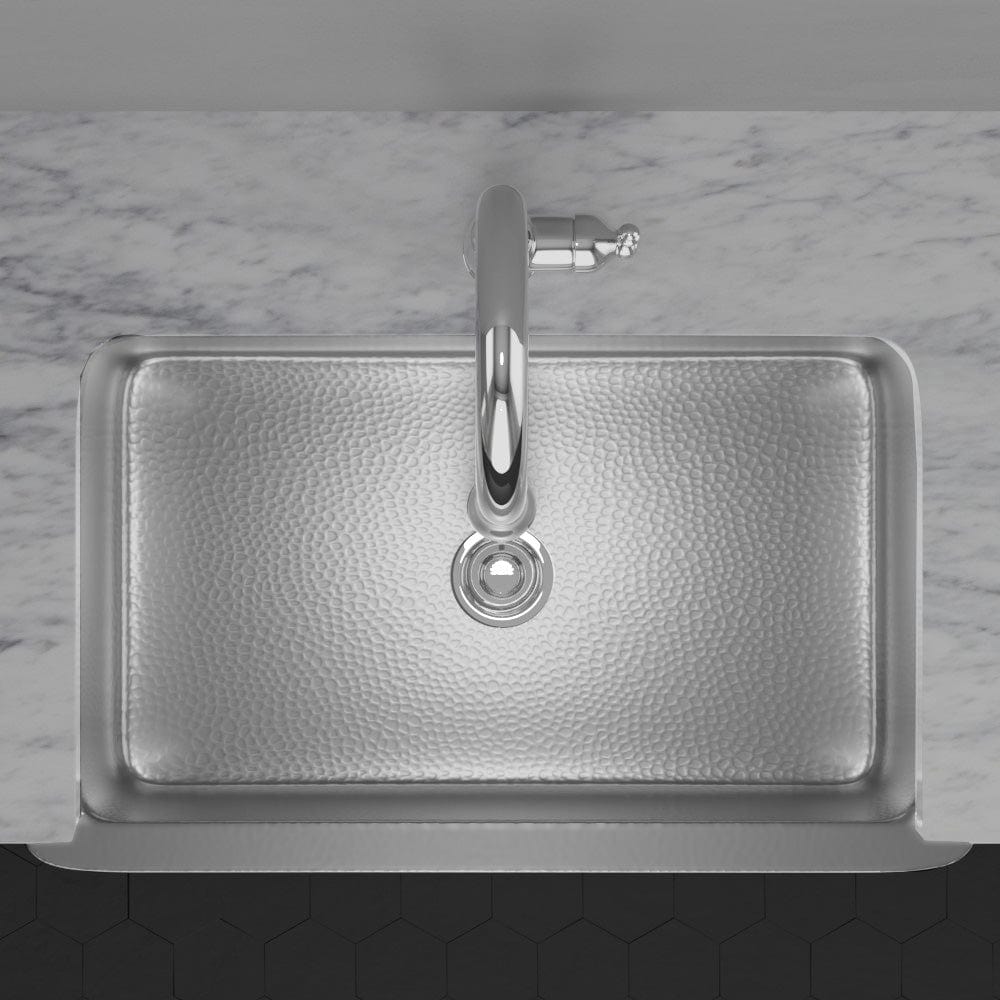 36" Glenmore Stainless Steel Farmhouse Sink - Matte Hammered Steel
