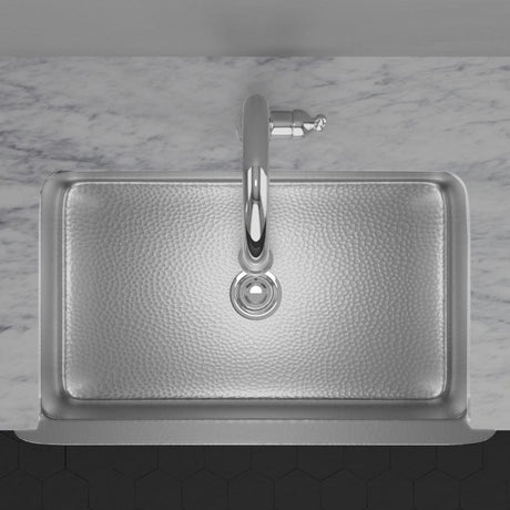 36" Glenmore Stainless Steel Farmhouse Sink - Matte Hammered Steel