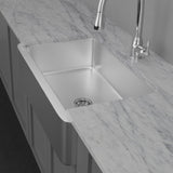 36" Glenmore Stainless Steel Farmhouse Sink - Matte Hammered Steel