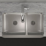 36" Glenway 60/40 Double-Bowl Stainless Steel Farmhouse Sink - Matte Hammered Steel