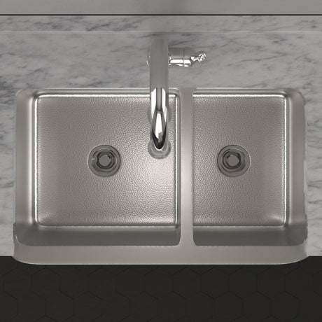 36" Glenway 60/40 Double-Bowl Stainless Steel Farmhouse Sink - Matte Hammered Steel