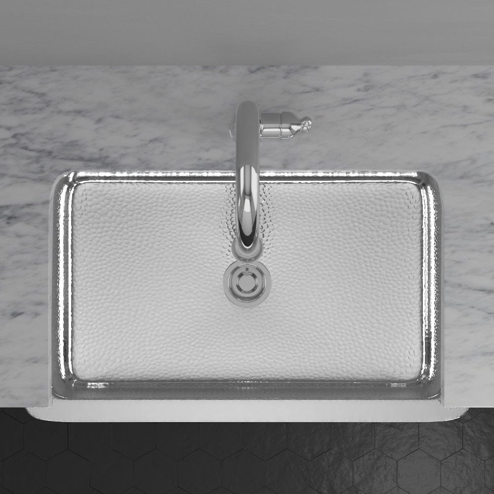 36" Higbee Stainless Steel Farmhouse Sink - Polished Hammered Steel