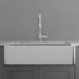 36" Higbee Stainless Steel Farmhouse Sink - Polished Hammered Steel