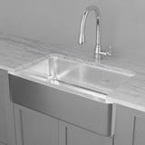 36" Higbee Stainless Steel Farmhouse Sink - Polished Hammered Steel