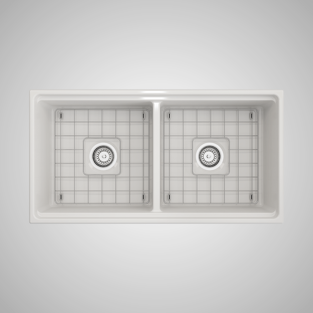 36" Jenter Fireclay Double-Bowl Workstation Farmhouse Sink