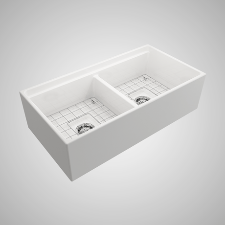 36" Jenter Fireclay Double-Bowl Workstation Farmhouse Sink