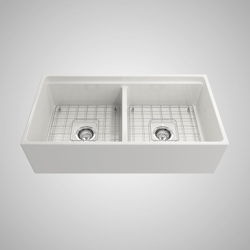 36" Jenter Fireclay Double-Bowl Workstation Farmhouse Sink