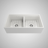 36" Jenter Fireclay Double-Bowl Workstation Farmhouse Sink