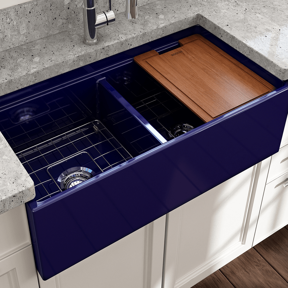 36" Jenter Fireclay Double-Bowl Workstation Farmhouse Sink