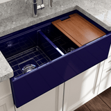 36" Jenter Fireclay Double-Bowl Workstation Farmhouse Sink