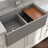 36" Jenter Fireclay Double-Bowl Workstation Farmhouse Sink