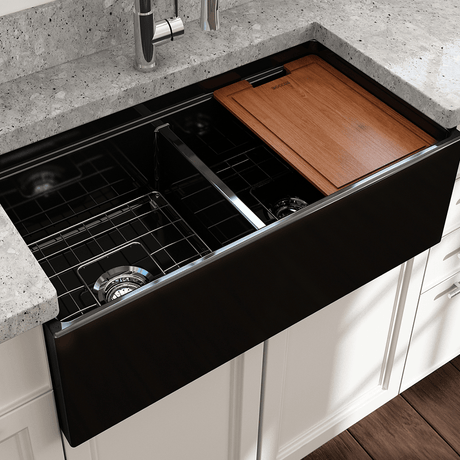 36" Jenter Fireclay Double-Bowl Workstation Farmhouse Sink