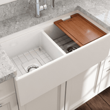 36" Jenter Fireclay Double-Bowl Workstation Farmhouse Sink