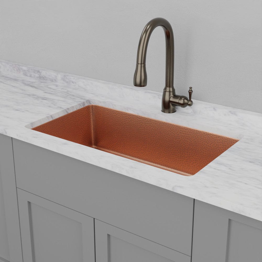 36" Joliet Hammered Copper Single-Bowl Undermount Sink
