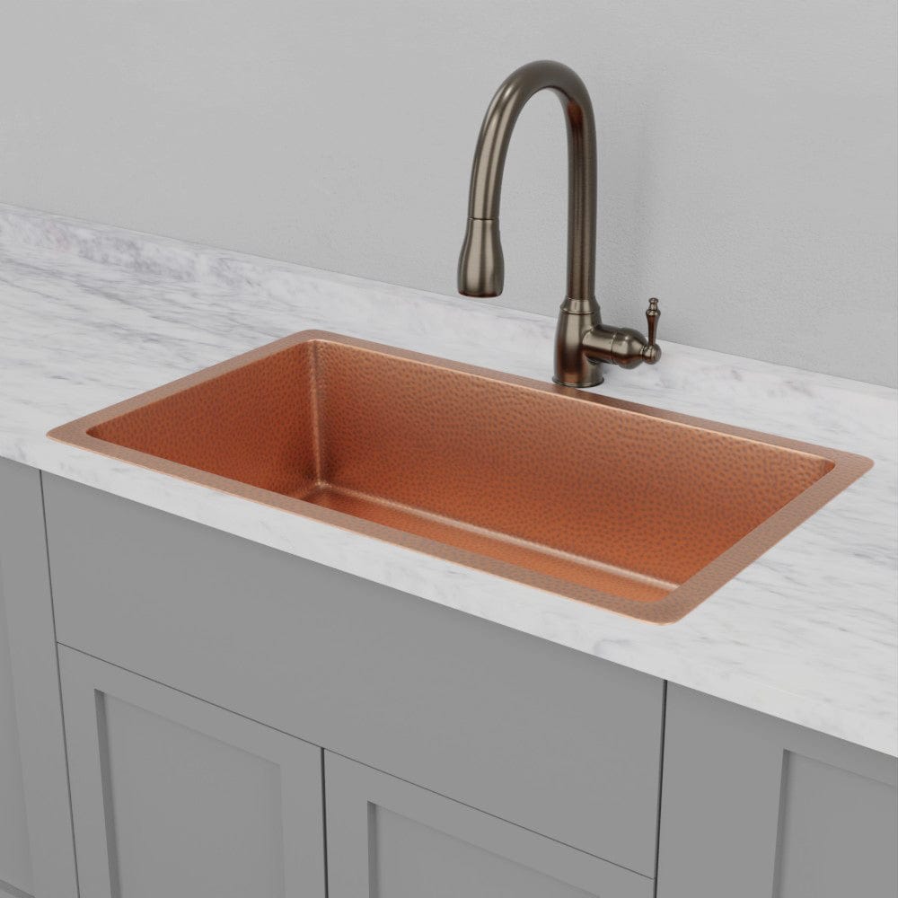 36" Joliet Hammered Copper Single-Bowl Undermount Sink
