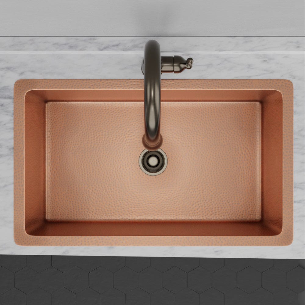 36" Joliet Hammered Copper Single-Bowl Undermount Sink