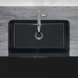 36" Kennesaw Polished Blue Gray Granite Single-Bowl Farmhouse Sink - Chiseled Apron