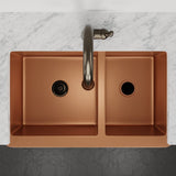36" Lynn Copper Grape Design 60/40 Offset Double-Bowl Farmhouse Sink